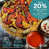 Save 20% off your favourite Sultans Pulao at Arabian Knights