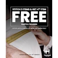 Stitch 4 items & Get the 5th one FREE from the lowest item (Shirts and Trousers) at Hameedia