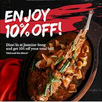 10% OFF for dine-in at Jasmine Song
