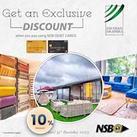 Enjoy 10% off at Dilshan Drapers with NSB Debit Card