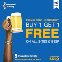 Buy 1 Get 1 FREE on all Bites and Beer at PappaRich
