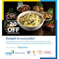 Enjoy true happiness with good food & great vibes with up to 20% off at Waters Edge on your HNB Credit Card