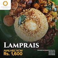  Lamprais is for LKR 1,600 nett at Mandarina Colombo
