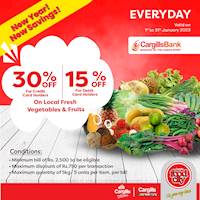 Get up to 30% off on fresh vegetables & fruits for Cargills Bank Cards at Cargills Food City