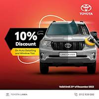 Get 10% off Auto Detailing & Window Tint when you service or repair your vehicle at Toyota Lanka