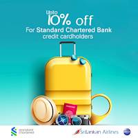 Get up to 10% off on your SriLankan Airlines flight with Standard Chartered Bank!