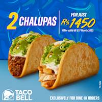 Buy 2 Chalupas for just Rs. 1450 at Taco Bell