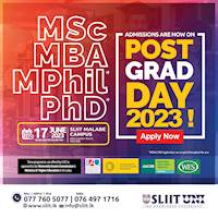 Join the SLIIT Postgraduate Open Day and get a 15% discount on MSc / MBA programmes