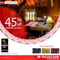 45% off at Jungle Hut Resort Sigiriya for Pan Asia Credit and Debit Cards