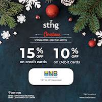 Up to 15% Off at Sting for HNB Bank Cards