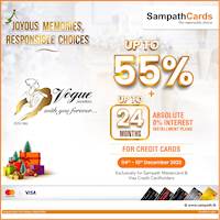 Enjoy amazing offers up to 55% discount on selected jewellery at Vogue Jewellers for Sampath Credit Cards