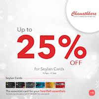 Up to 25% off at Chamathka Jewellers for Seylan Bank cards