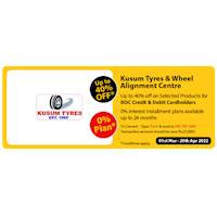 Get up to 40% Off on Selected Products for Bank of Ceylon Cards at Kusum Tyres