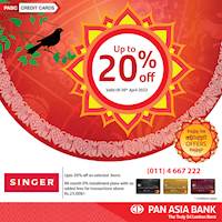 Up to 20% off at Singer for Pan Asia Credit Cards at Singer