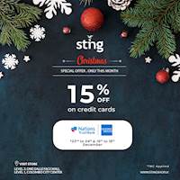 15% Off at Sting for Nations trust Bank American Express Credit Card 