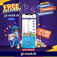 Enjoy FREE DELIVERY for bills over Rs.2,000 on every Monday, Tuesday and Wednesday on www.glomark.lk