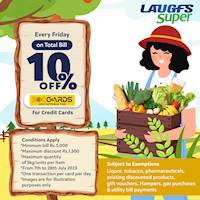10% Off on Total Bill at LAUGFS Super for BOC Credit Cards