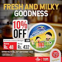 10% OFF on a selected range of cheese at Cargills FoodCity