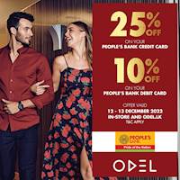 Up to 25% off at Odel for People's Bank Cards