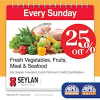 25% off on fresh vegetables, fruits, meat, and seafood at Arpico for Seylan Cards