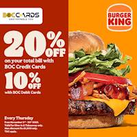 Get up to 20% off with BOC Cards at Burger King 
