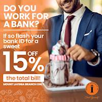 Flash your bank ID and enjoy a fantastic 15% off from your total bill value at Indulge Desserts Co.