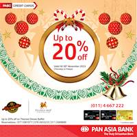 Get up to 20% off at Rasaketha Restaurant with Pan Asia Bank Credit Cards