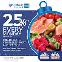 25% Off on Fresh fruits, vegetables, meat and Seafood for NTB American Express Credit Cardholders at Arpico