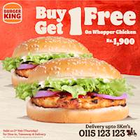 Buy a Chicken Whopper and get another Chicken Whopper for free at Burger King