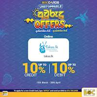 Up to 10% off BOC Cards for this festive season at takas.lk