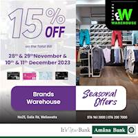 15% Off for Amana Bank Debit Card at Brands Warehouse