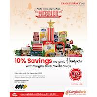 Save 10% on your hampers with Cargills Bank Credit Cards at Cargills Food City