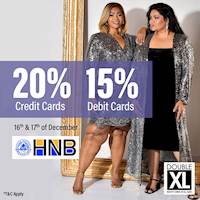Enjoy up to 20% discount on HNB cards when you shop with Double XL