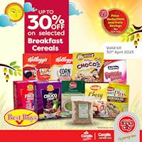 Get up to 30% off on selected Breakfast Cereals at Cargills Food City