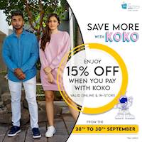 Get 15% OFF when you pay with KOKO at The Factory Outlet