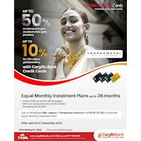 Enjoy discounts up to 50% at Swarnamahal with your Cargills Bank Credit Cards