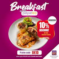 Get a 10% discount on your Breakfast order with at patpatgolk 