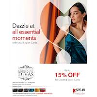 Enjoy up to 15% off on your purchases with your Seylan Credit and Debit Cards at Midnight Divas!