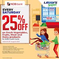 25% Off on Fresh Vegetables, Fruits, Meat and Dairy Products for NDB Credit Cards at LAUGFS Super