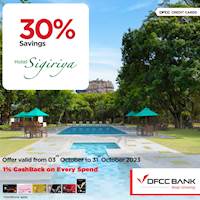 Enjoy 30% savings at Hotel Sigiriy with DFCC Credit Cards