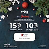 Up to 15% off at Sting for Seylan Cards