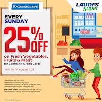 25% Off on Fresh Vegetables, Fruits, & meat at LAUGFS Super for ComBank Credit Cards