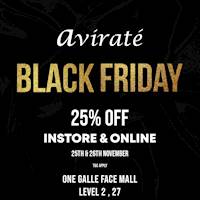 25% Off Instore & Online at Avirate, One Galle Face for this Black Friday