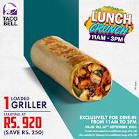 Get 1 Loaded Griller starting at Rs. 920 at Taco Bell