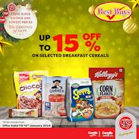 Get up to 15% off on selected Breakfast Cereals at Cargills Food City