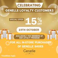 Get 15% off on all Genelle Shoes Exclusively for Genelle loyalty customers