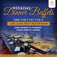Dine for 5 and pay for 4 at our Weekday rooftop dinner buffet at Mandarina Colombo