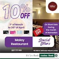 Enjoy Exclusive offers this season with your Amana Bank Debit Card at Malay Restaurant
