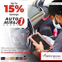 Enjoy up to 15% savings at Auto Miraj on lubrication services with DFCC Credit Cards!