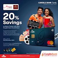 20% Savings on movie tickets with your Cargills Bank Credit Card at Majestic Cineplex and Regal Cinemas